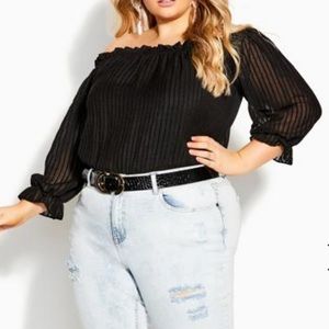City Chic Black Off Shoulder Boysuit sweet kiss size Large/20